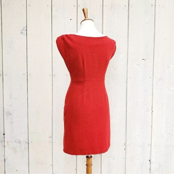 Tucker Red Wool Sheath Dress Size Large - Picture 2 of 10